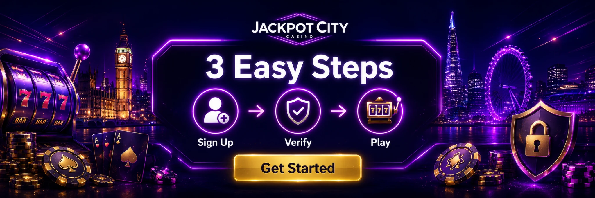 Jackpot City registration steps banner